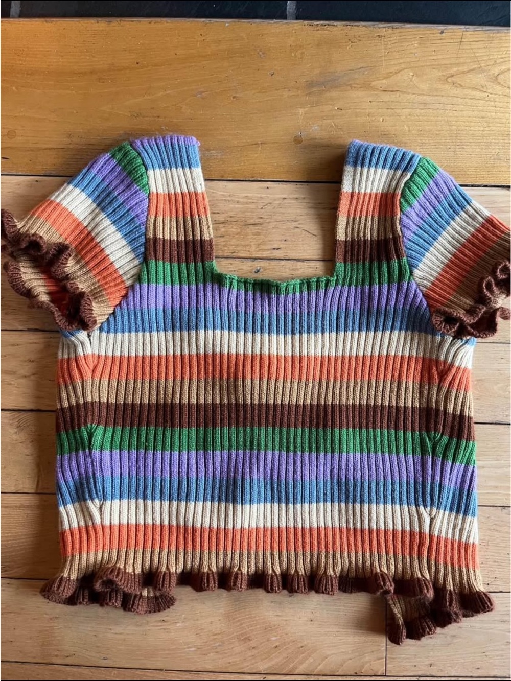 The Ragged Priest Multicolour Striped Knit Open Backed Top